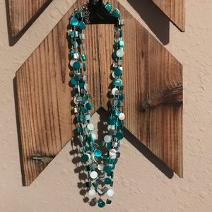 Teal beaded necklace